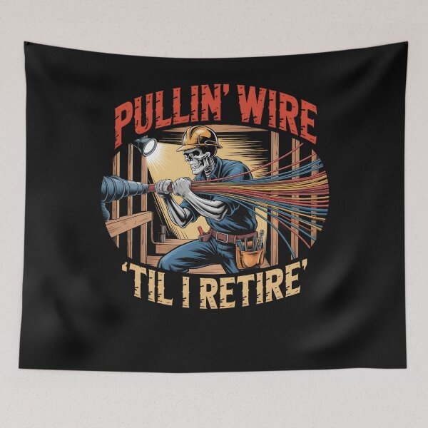 Item preview, Pullin Wire Til I Retire Funny Electrician Skeleton Men Women designed and sold by clothesy7.