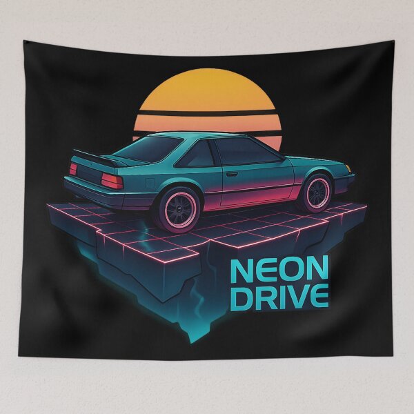 Item preview, Neon Drive Retro Sunset Car Art designed and sold by MysticArtisan.