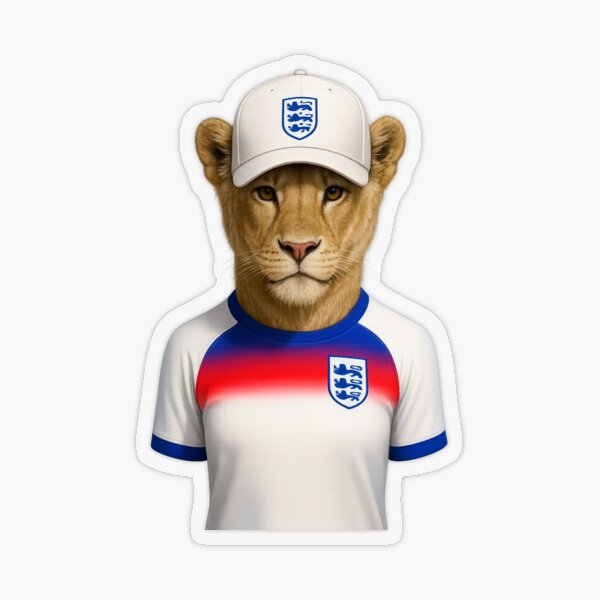 Item preview, England Football Lion Mascot Art – Cartoon Lioness in England Kit designed and sold by Final Whistle Art.