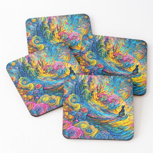 Item preview, Midnight Cat Watching Floral Color Storm designed and sold by blackhalt.