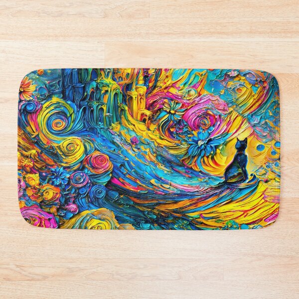 Item preview, Midnight Cat Watching Floral Color Storm designed and sold by blackhalt.