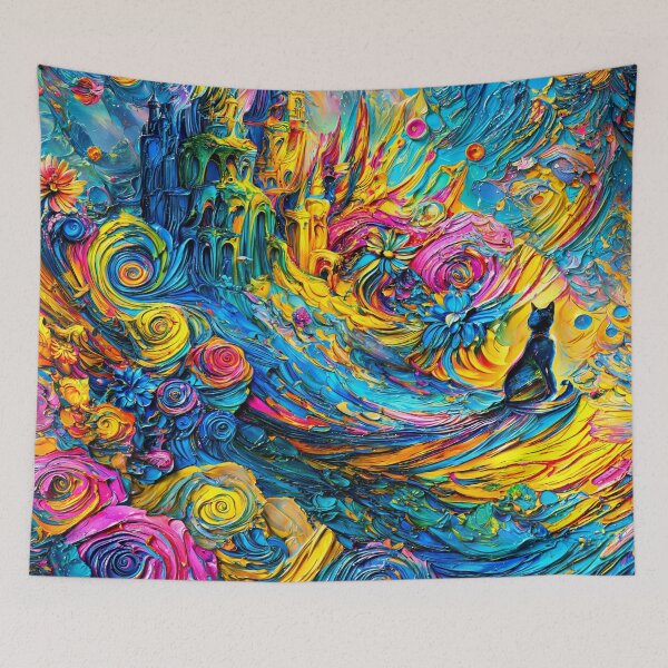 Item preview, Midnight Cat Watching Floral Color Storm designed and sold by blackhalt.