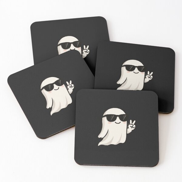Item preview, Chibi Ghost with Sunglasses and Peace Sign – Cute Cool Ghost Illustration designed and sold by ColorSplash123.
