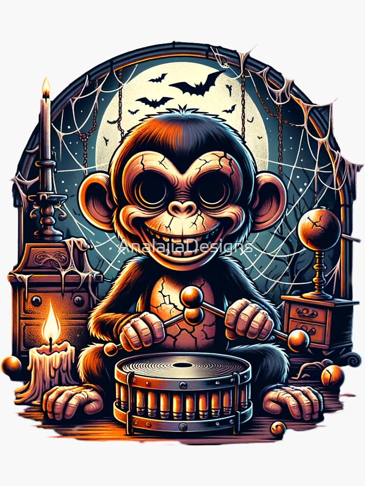 Creepy Haunted Monkey Toy | Halloween Horror Drummer Art | Spooky