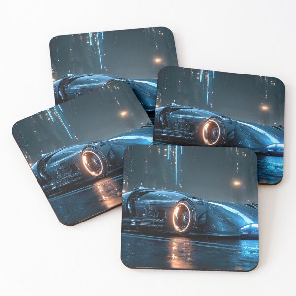 Item preview, Futuristic Vehicle Glides Through Neon-Lit City designed and sold by jecphotography and art.