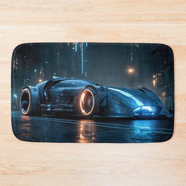 Item preview, Futuristic Vehicle Glides Through Neon-Lit City designed and sold by jecphotography and art.