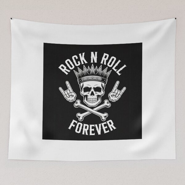 Item preview, Rock N Roll Forever – Skull with Crown and Bones Music Design designed and sold by MOTAS FASHION .