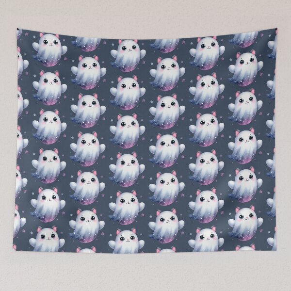 Item preview, Cute Ghost Cat – Kawaii Watercolor Halloween Cat Spirit with the Stars designed and sold by MariPon.