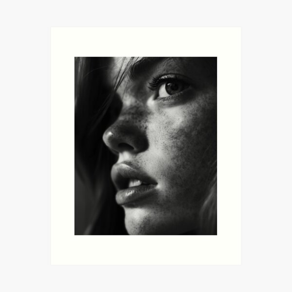 Item preview, Gaze in Monochrome – Aesthetic Close-Up Portrait designed and sold by Amber-Echo.
