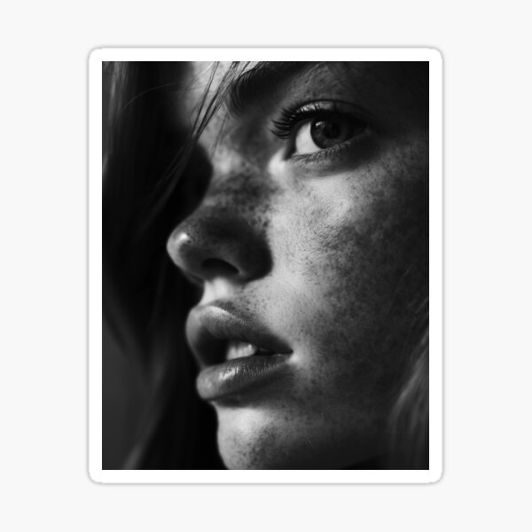 Item preview, Gaze in Monochrome – Aesthetic Close-Up Portrait designed and sold by Amber-Echo.