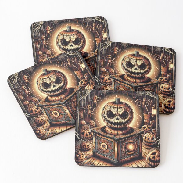 Item preview, Pumpkin Jack-in-the-Box Horror Art | Creepy Halloween Toy Design with Skulls, Spiders & Jack-O'-Lanterns designed and sold by AnalajiaDesigns.