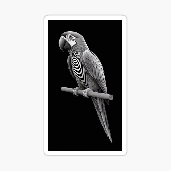 Item preview, parrot blck and white t-shirt,bag design designed and sold by DigiArtIndia.