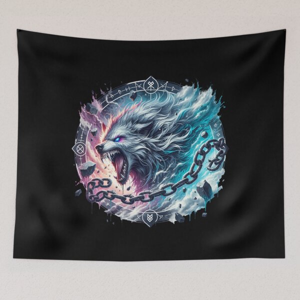 Item preview, Viking Mythology Art | Nordic Rune Beast | Norse Pagan Aesthetic | Fenrir Norse Wolf | Viking Wolf Tattoo Design designed and sold by AnalajiaDesigns.