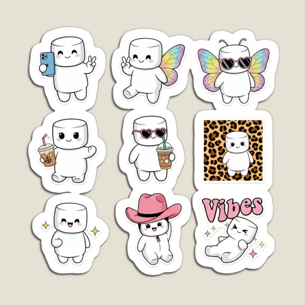 Pip's Y2K Aesthetic - Cute Influencer Sticker Pack — Magnet by BiMood