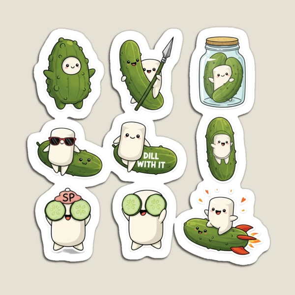 Pip's Pickle Obsession - Cute & Funny Sticker Pack — Magnet by BiMood