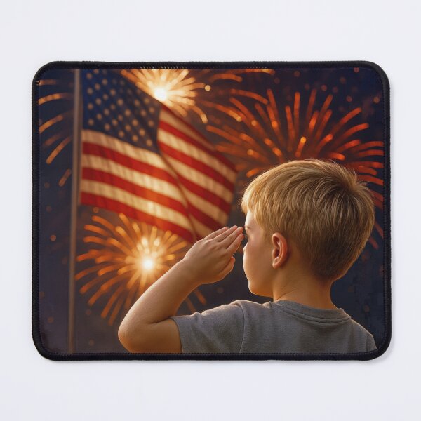 Item preview, Young Boy Saluting the American Flag designed and sold by Maria Dryfhout.