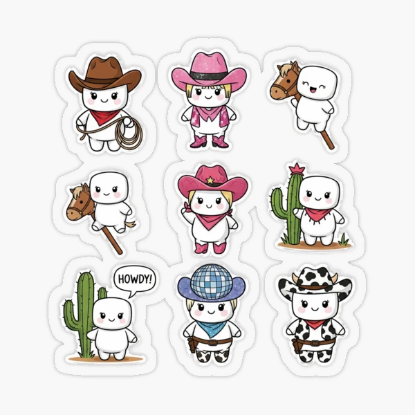 Pip the Cowgirl - Cute Western Aesthetic Sticker Pack — Sticker by BiMood