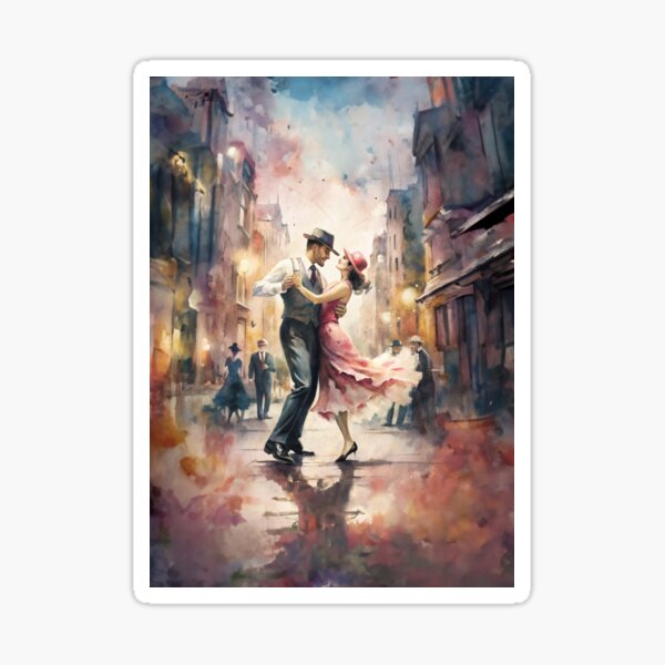 Vista previa del artículo con la obra «Pareja bailando en la calle», diseñado y vendido por Made-by-Gus.