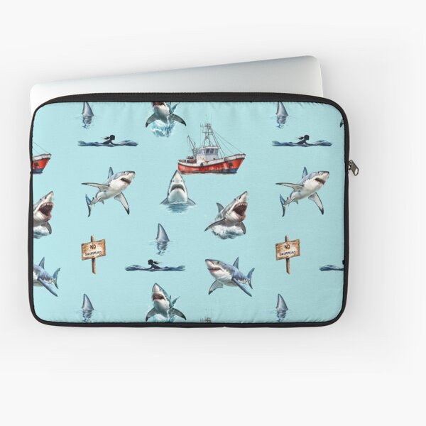 Item preview, Shark Attack Watercolor Pattern Blue designed and sold by ColorFlowArt.
