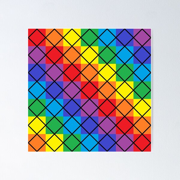 Rainbow Plaid Black  Poster for Sale by lornakay