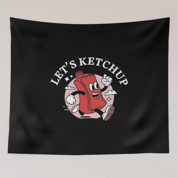 Item preview, Funny Ketchup Bottle Running – Let’s Ketchup Cartoon Food Pun Design designed and sold by love3617.