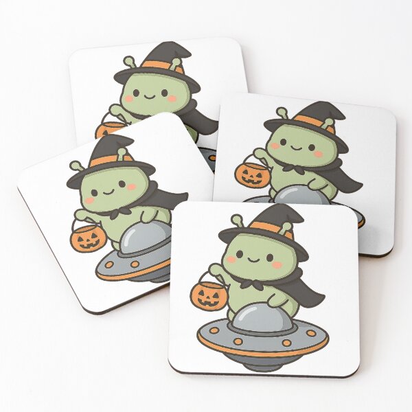 Item preview, Cute Green Alien Wearing Halloween Costume On UFO designed and sold by YnMstudio25.