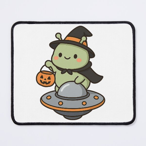 Item preview, Cute Green Alien Wearing Halloween Costume On UFO designed and sold by YnMstudio25.