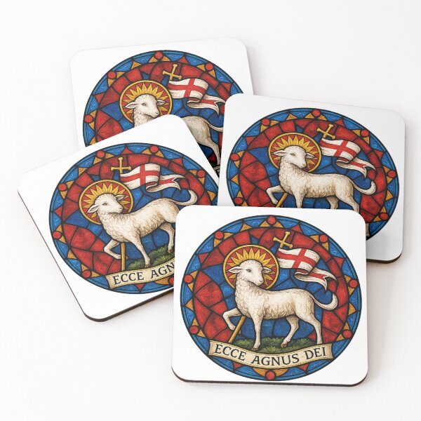 Item preview, Ecce Agnus Dei – Colorful Stained-Glass Design designed and sold by ApologeticaCatolica.org.