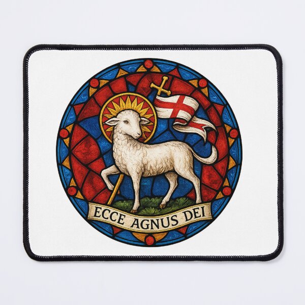 Item preview, Ecce Agnus Dei – Colorful Stained-Glass Design designed and sold by ApologeticaCatolica.org.