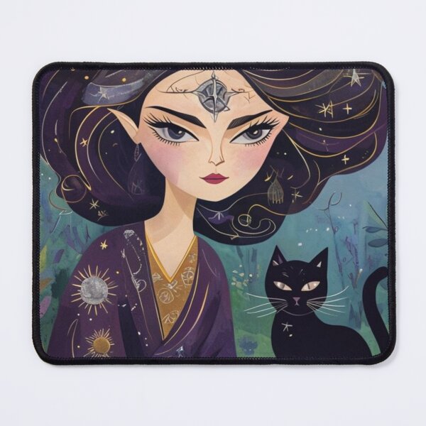 Item preview, Sacred Moon Goddess with black cat designed and sold by Monika Howarth.