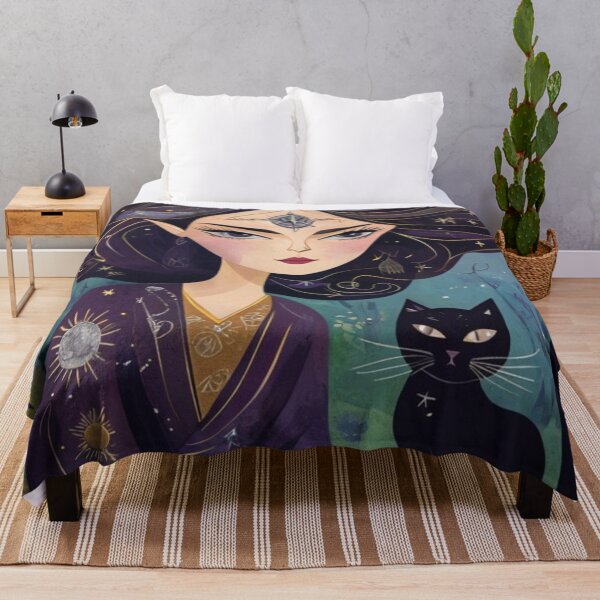 Item preview, Sacred Moon Goddess with black cat designed and sold by Monika Howarth.
