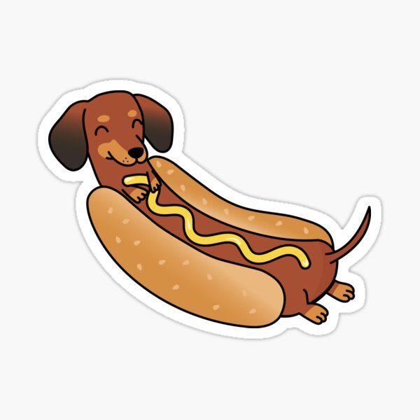 Item preview, Happy Sausage Dog in a Hot Dog Bun – Minimal Cute Design designed and sold by Balasan.