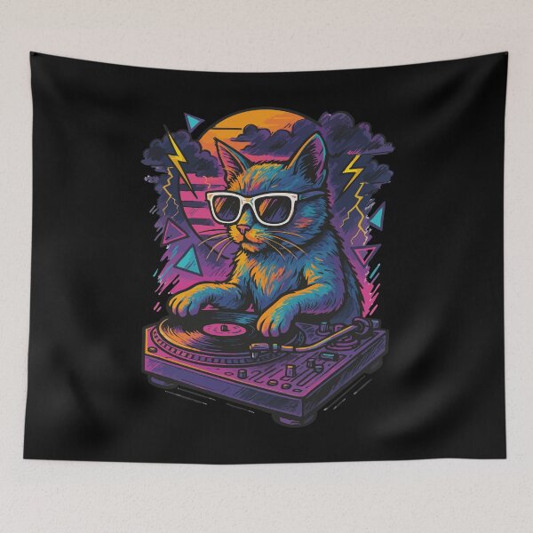 Item preview, Cool Deejay House Cat Retro designed and sold by TomFrontierArt.