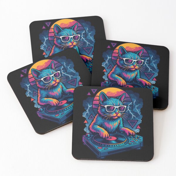 Item preview, Cool Deejay House Cat Retro Vaporwave designed and sold by TomFrontierArt.
