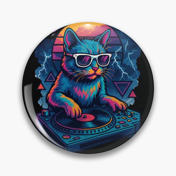 Item preview, Cool Deejay House Cat Retro Vaporwave designed and sold by TomFrontierArt.