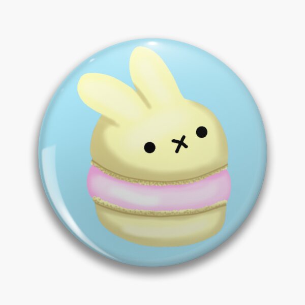 Item preview, Small cake macaron in the shape of a yellow and pink bunny designed and sold by katecheerycake.