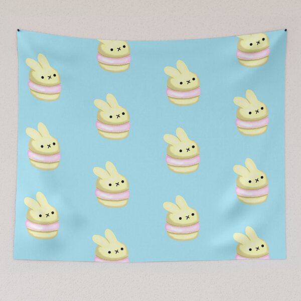 Item preview, Small cake macaron in the shape of a yellow and pink bunny designed and sold by katecheerycake.