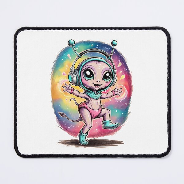 Artikelvorschau, Alien mit Kopfhörern entworfen und verkauft von PinkiPop Studio.