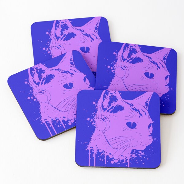 Item preview, Purple Grunge Cat with Headphones designed and sold by humnoo.