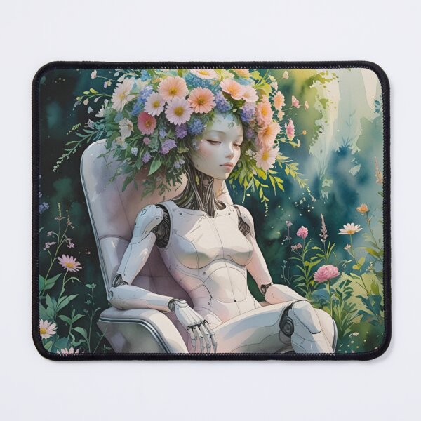 Item preview, Floral Android Serenity – Nature Meets Technology designed and sold by Minato_Monarch.