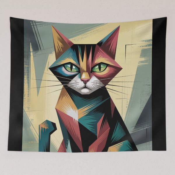 Item preview, Vivid Geometric Feline designed and sold by ShadowAndSlate.