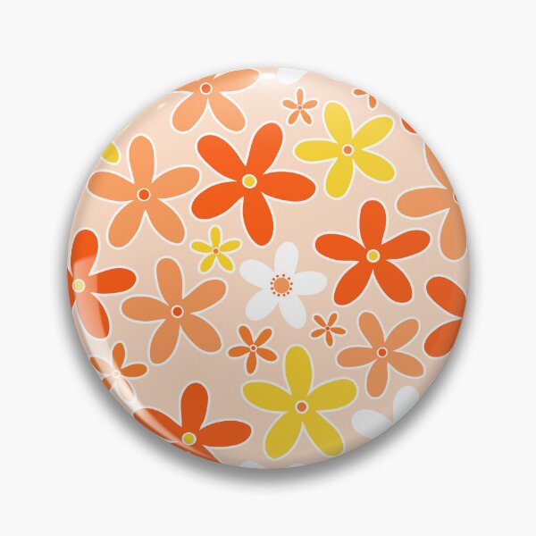Item preview, 60's 70's Vintage Flowers in Orange, Yellow and White designed and sold by MellowCat.