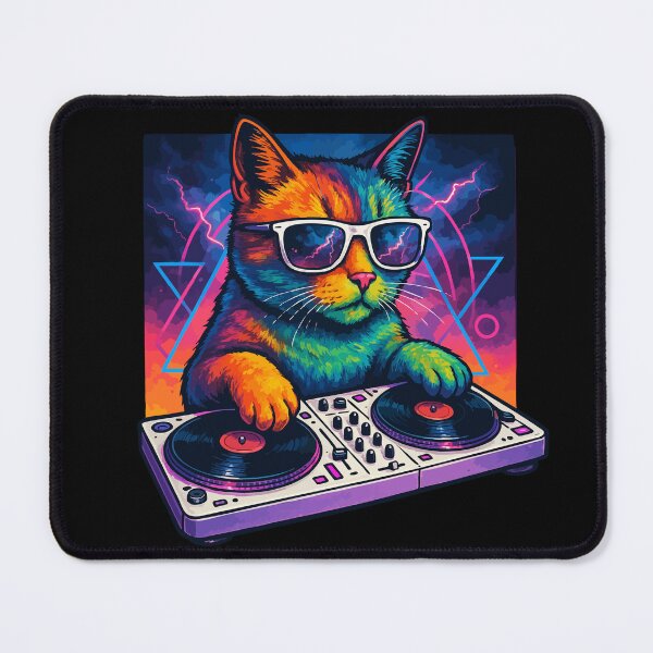 Item preview, Deejay House Cat Colorful Vaporwave designed and sold by TomFrontierArt.