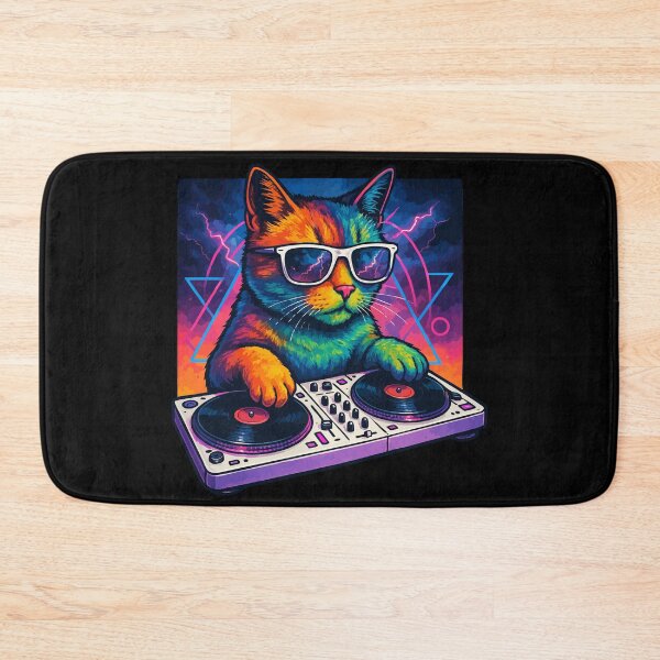 Item preview, Deejay House Cat Colorful Vaporwave designed and sold by TomFrontierArt.
