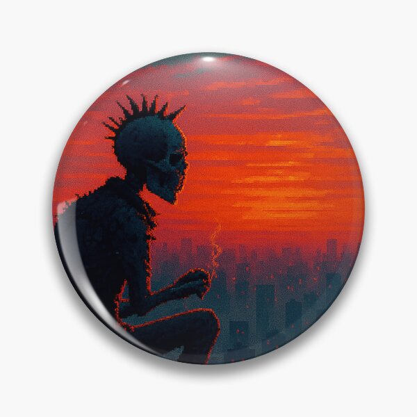 Item preview, Skull Punk at Sunset - Pixel Dystopia Series designed and sold by PixelPunkster.