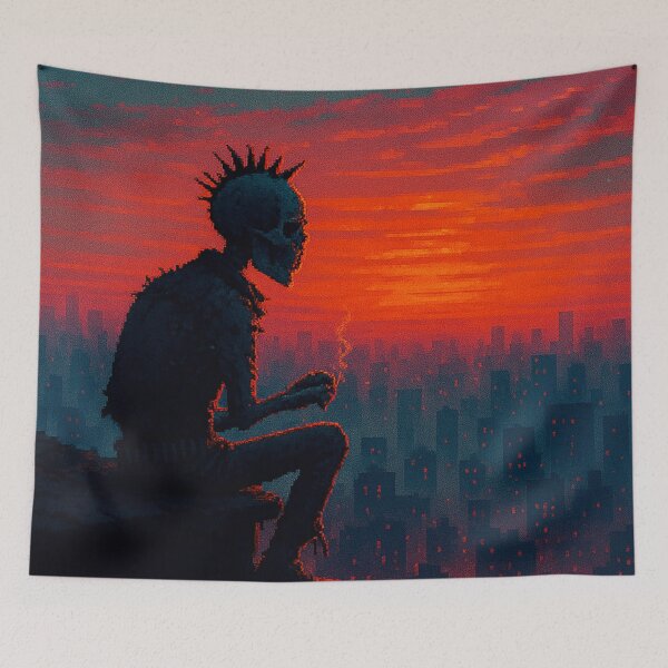Item preview, Skull Punk at Sunset - Pixel Dystopia Series designed and sold by PixelPunkster.