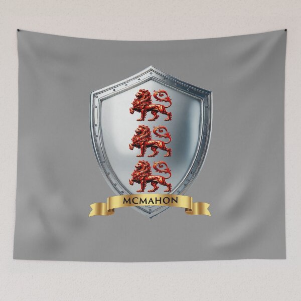 Item preview, McMahon Family Shield – Three Red Lions on Silver designed and sold by Highlandkings.
