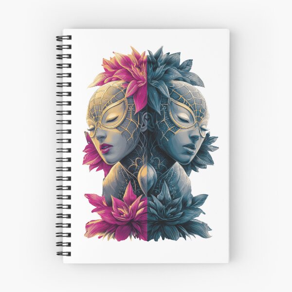 Item preview, Fantasy Portrait of Two Masked Faces with Floral Elements designed and sold by CreativeLarysa.