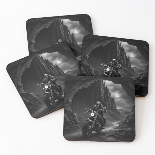 Item preview, Skeleton rides a bike in a cave - Black designed and sold by eajob.