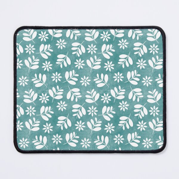 Item preview, White Leaves And Flowers On A Blue Watercolor Background designed and sold by QuestingPixel.